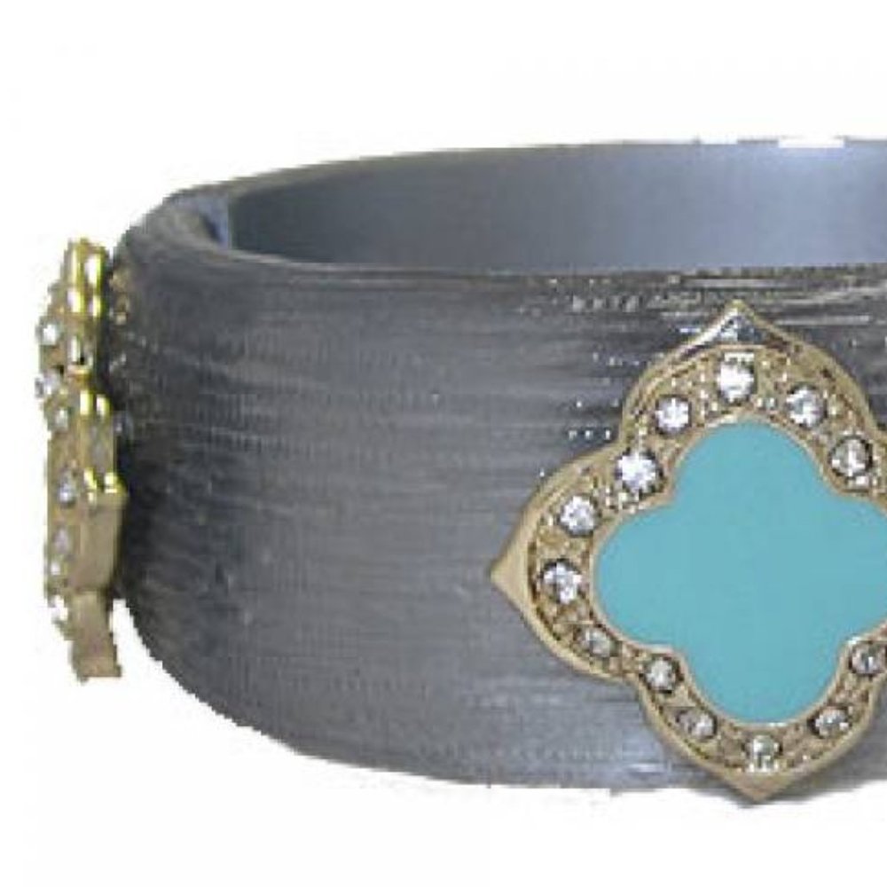 Gray Resin Bangle Bracelets with Crystal NEW - Picture 2 of 3